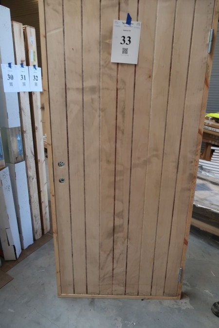 Outhouse door, right out, untreated, H205xB95 cm, frame width 9.5 cm