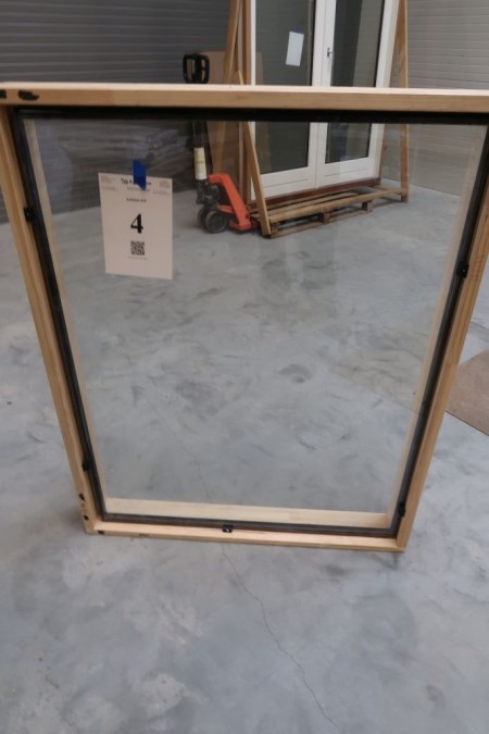 Wood window, untreated, H122,5xB98 cm, frame width 11,5 cm. Lists are missing