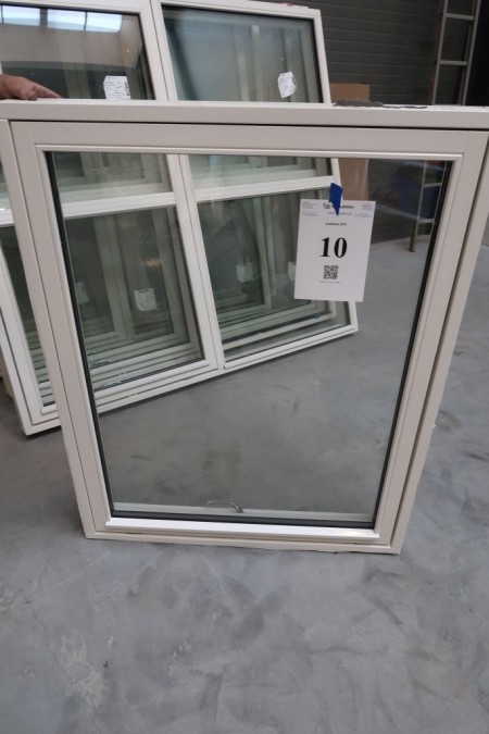 Wooden window, white / white, H119xB95 cm, frame width 11.5 cm. Has been mounted, with groove for bottom piece