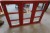 Holzfenster, rot / weiß, H105xB145 cm, Rahmenbreite 11,5 cm. Mit Nut für Unterteil