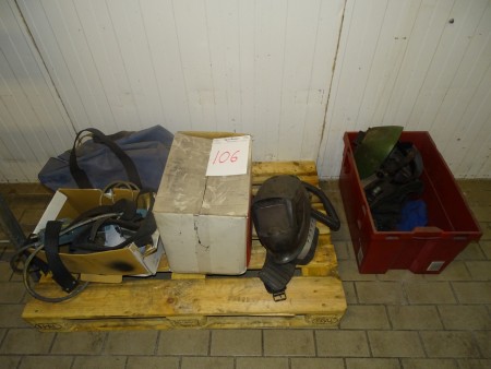 Pallet with various fresh air equipment fall protection disposable boiler suits.