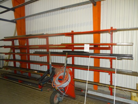 Iron rack with content. Solid tube solid square steel solid. Flat steel + 3 square tubes + top red shelf included.