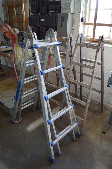 Staircases in wood and an aluminum combi ladder