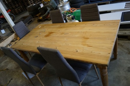 Pine dining table with 5 chairs 180x90x75 cm
