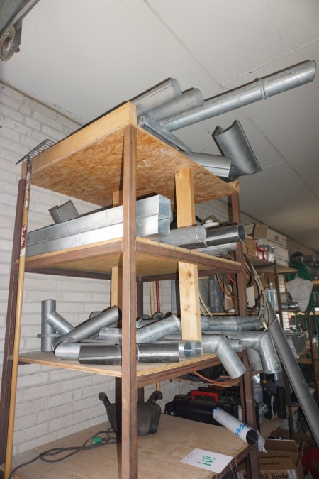 1 subject bookcase containing various parts for gutters.