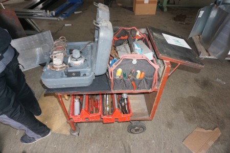 Trolley with leveling power tools, hand tools and more.