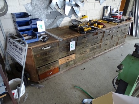 Old grocery counter. With drawers. Length about 4 meters depth 70 cm