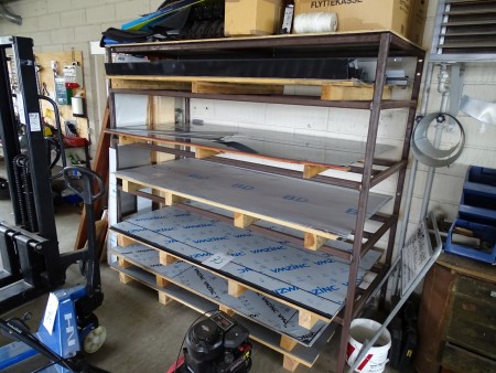 Various pallets with Zink plates 100x200 cm + Zinc plates under table. Estimated number of plates about 140