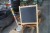 2 pcs. foot baths, 4 highchairs, chalkboard and jacket stand