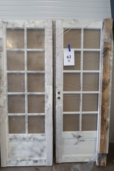 Double glass door with frame, white, 1505x2085x130 mm