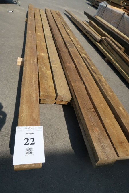 62,8 meter tømmer, imprægneret 40/50x125 mm, længde 9/360, 7/420 cm