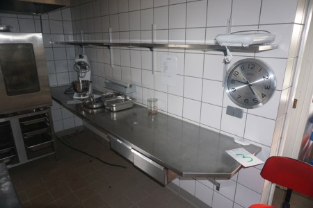Table top stainless steel 310 cm with upper wall wall 310 cm