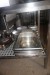 Freestanding stainless table with various pots etc. under table 120x200x90 cm