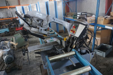 Scantool belt saw machine can cut forging model SC 280 SC 280 GSHT with 2 roller conveyors. 300x48 and 200x48 cm