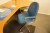 2 delt skrivebord, l: ca 210 cm med vinkel d:85 cm h:74 cm + 120x120x74 cm + 2 stole