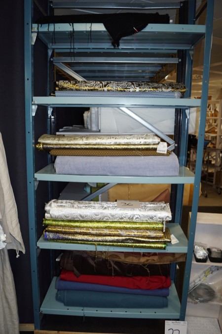 5 shelves with fabric, measure from center roll from above, 3 + 1.5 + 1.5 + 1 + 2 + 1 + 5 + 1.5 + 1.5 + 2.5 + 0.5 + 1.5 + 1.5 + 1 + 1.5 + 5 + 2.5 + 2.5 + 3 cm, width about 140 cm