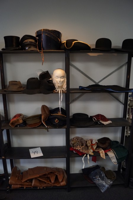 9 shelves with hats + boots, and more