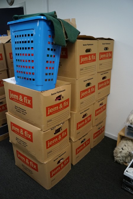 Various moving boxes with fabric residue