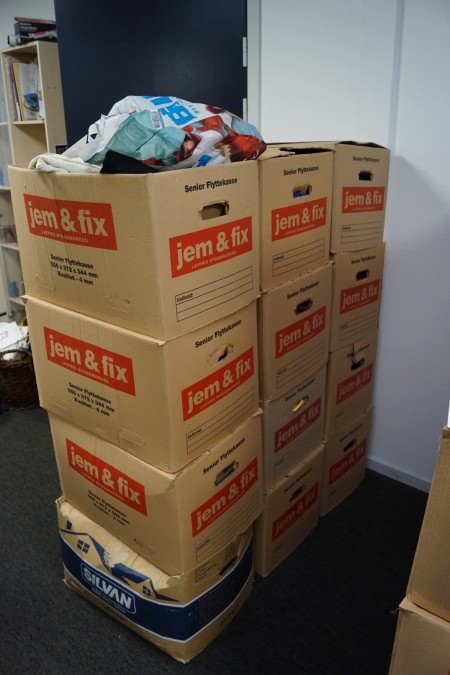Various moving boxes with fabric residue