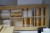 Various shop goods + gold thread + shelf with 2 drawers 180x73x28 cm