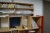 Work table 180x100x78 cm with content + shelves with content
