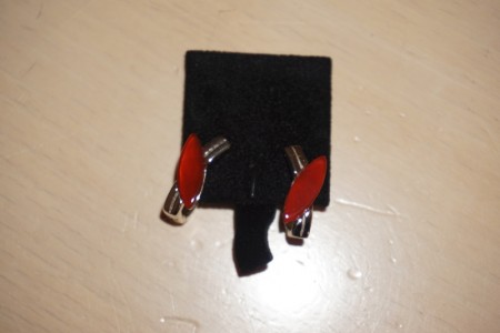 Genuine silver earrings w / red agate
