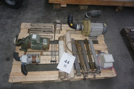 Pumper (2 stk.) + gearmotor + diverse varmelegemer + transformator