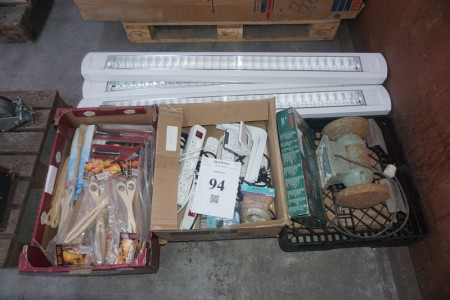 Luminaires, extension cords, knives etc.