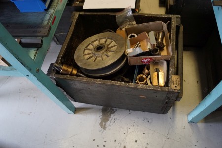 Box on wheels with spare parts