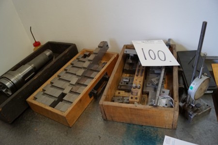 Various tools + gauges on stands
