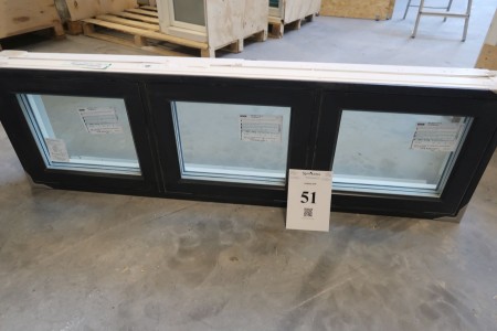 Wood / aluminum window, Anthracite / white, H50xB166.3 cm, frame width 14.8 cm, with fixed frame, 3-layer glass. model Photo