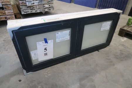 Wood / aluminum window, Anthracite / white, H50xB115,5 cm, frame width 14,8 cm, inward, with fixed frame, 3-layer matt glass.