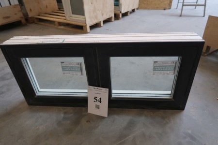Wood / aluminum window, Anthracite / white, H50xB115,4 cm, frame width 14,8 cm, with fixed frame, 3-layer glass. model Photo