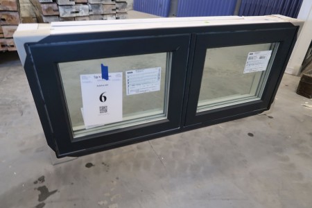 Holz / Aluminiumfenster, Anthrazit / Weiß, H50xB115,5 cm, Rahmenbreite 14,8 cm, innen, mit festem Rahmen, 3-Schicht-Glas. Modell Foto