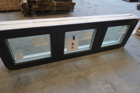 Holz / Aluminiumfenster, Anthrazit / Weiß, H50xB165,3 cm, Rahmenbreite 14,8 cm, mit festem Rahmen, 3-Schicht-Glas