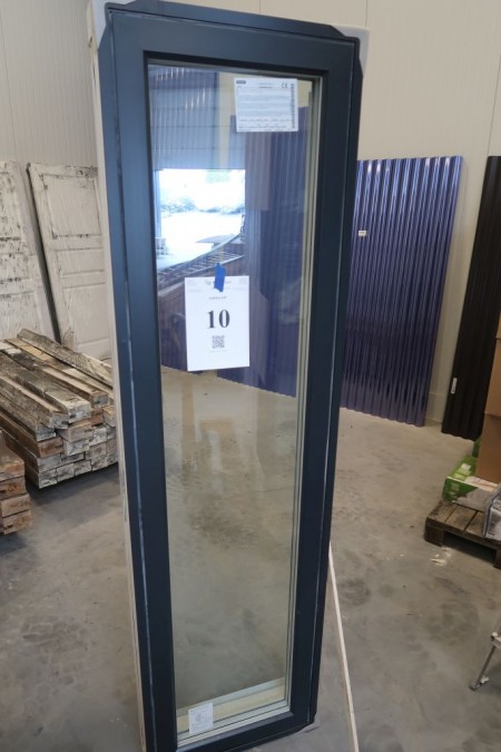 Holz / Aluminium-Fenster, Anthrazit / Weiß, H200xB55 cm, Rahmenbreite 14,8 cm, innen, mit festem Rahmen, 3-Schicht-Glas. Modell Foto