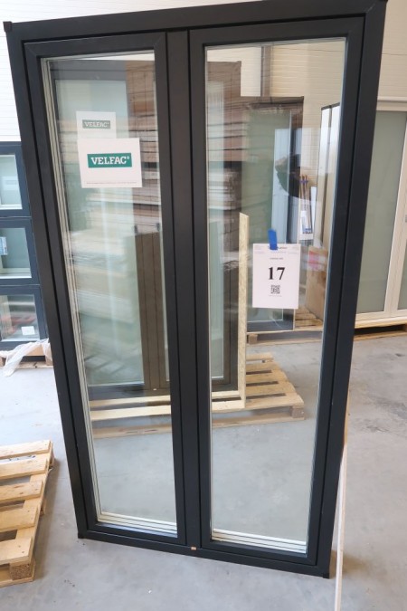 Holz / Aluminiumfenster, Anthrazit / Weiß, H200xB109,8 cm, Rahmenbreite 14,8 cm, innen, mit Rettungsöffnung, 3-Schicht-Glas. Modell Foto