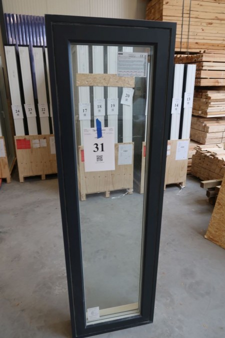 Holz / Aluminium-Fenster, Anthrazit / Weiß, H180x55,5 cm, Rahmenbreite 14,8 cm, mit festem Rahmen, 3-Schicht-Glas. Modell Foto