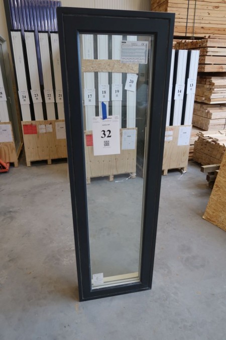 Wood / aluminum window, Anthracite / white, H180x55 cm, frame width 14.8 cm, with fixed frame, 3-layer glass. model Photo