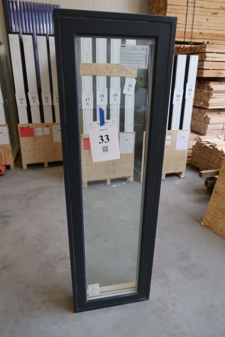 Holz / Aluminium-Fenster, Anthrazit / Weiß, H180x55 cm, Rahmenbreite 14,8 cm, mit festem Rahmen, 3-Schicht-Glas. Modell Foto