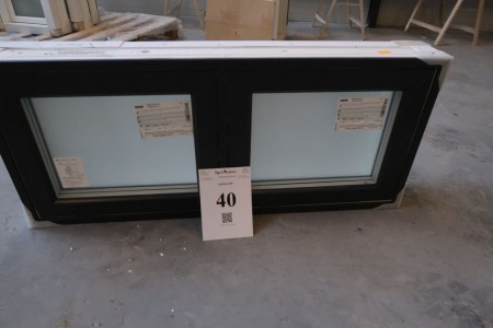 Wood / aluminum window, Anthracite / white, H50xB115,4 cm, frame width 14,8 cm, with fixed frame, 3-layer matt glass. model Photo
