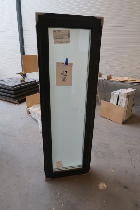 Holz / Aluminiumfenster, Anthrazit / Weiß, H170xB55.1 cm, Rahmenbreite 14.8 cm, mit massivem Rahmen, 3-lagiges Mattglas.