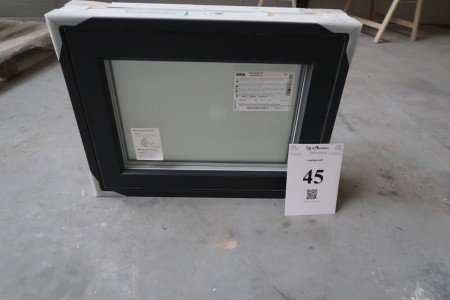 Træ/alu vindue, Antracit/hvid, H50xB60,8 cm, karmbredde 14,8 cm, med fast ramme, 3-lags mat glas. Modelfoto