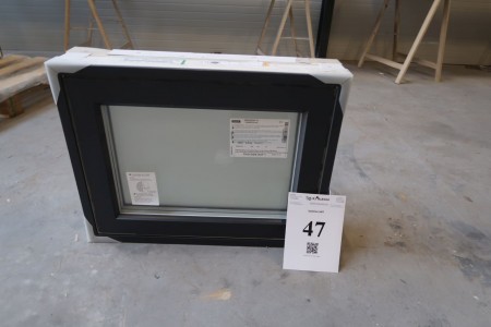 Wood / aluminum window, Anthracite / white, H50xB64.4 cm, frame width 14.8 cm, with solid frame, 3-layer matt glass. model Photo