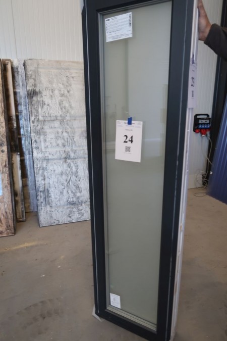 Holz / Aluminiumfenster, Anthrazit / Weiß, H170xB55.1 cm, Rahmenbreite 14.8 cm, mit massivem Rahmen, 3-lagiges Mattglas.