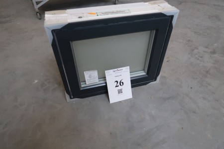Holz / Aluminium-Fenster, Anthrazit / Weiß, H50xB60,8 cm, Rahmenbreite 14,8 cm, mit festem Rahmen, 3-lagiges Mattglas. Modell Foto