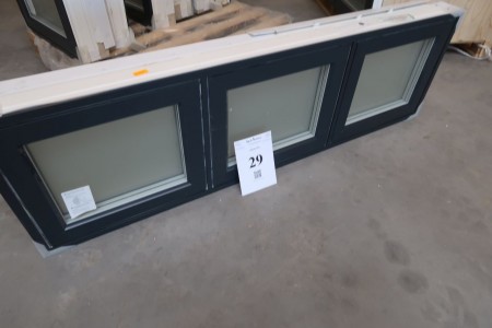 Holz / Aluminiumfenster, Anthrazit / Weiß, H50xB165,3 cm, Rahmenbreite 14,8 cm, mit festem Rahmen, 3-lagiges Mattglas.