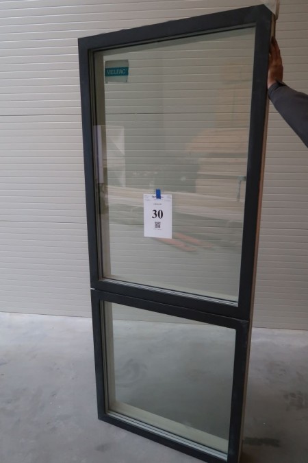 Window, wood / aluminum, anthracite / white, H218,5xB88 cm, frame width 15 cm. With 3-layer glass