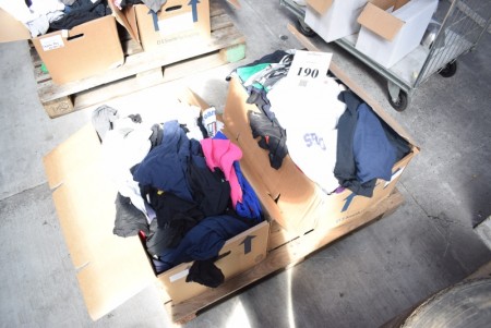 2 moving boxes with ass. Clothes in different sizes.