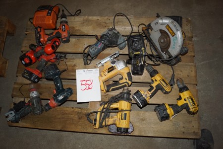Pallet with various electric / battery machines